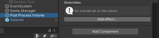 Hierarchy Post Process Volume ready for effects